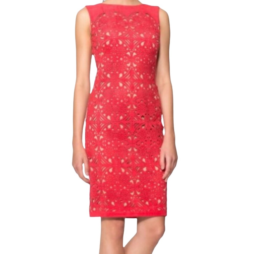 Tadashi Shoji Red Sleeveless Lace Dress
